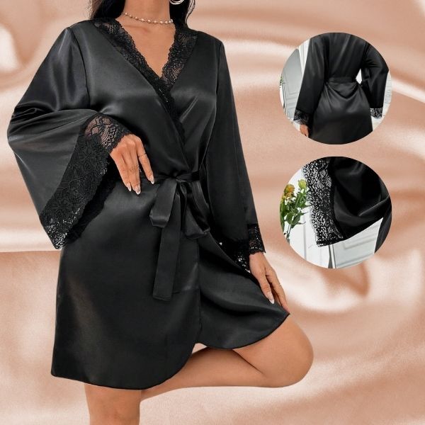 Moteriškas šilkinis naktinis chalatas | NOIRSILK